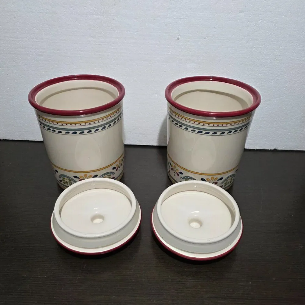Bobby Flay Sevilla Set of 2 Canisters & Lids Painted